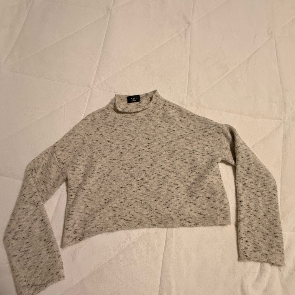 Vici Cream and Brown Textured Sweater